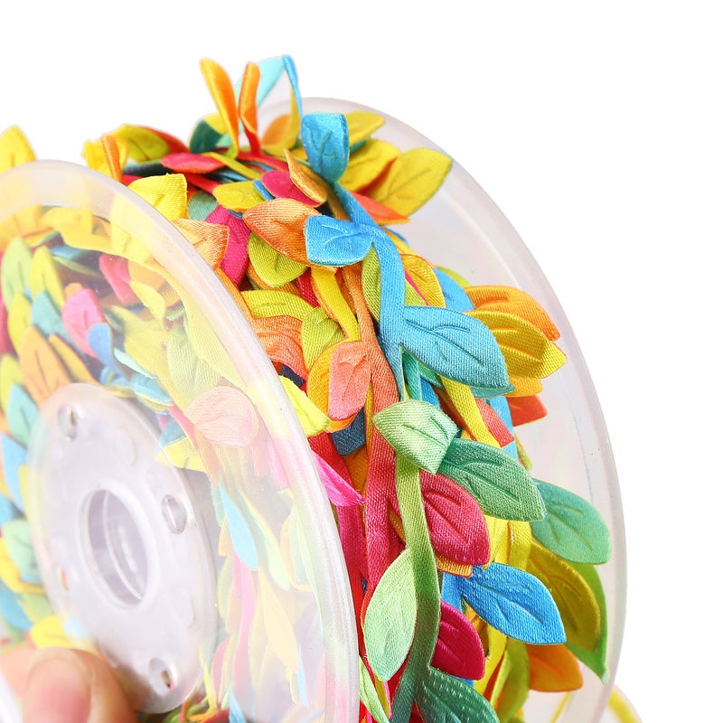 CCINEE 24 Yard Artificial Leaf Ribbon Colorful Fabric Leaf Ribbon Trim for Wreath Garland Making  Home Decoration  Gift Wrapping and Crafts Accessory - Image 4
