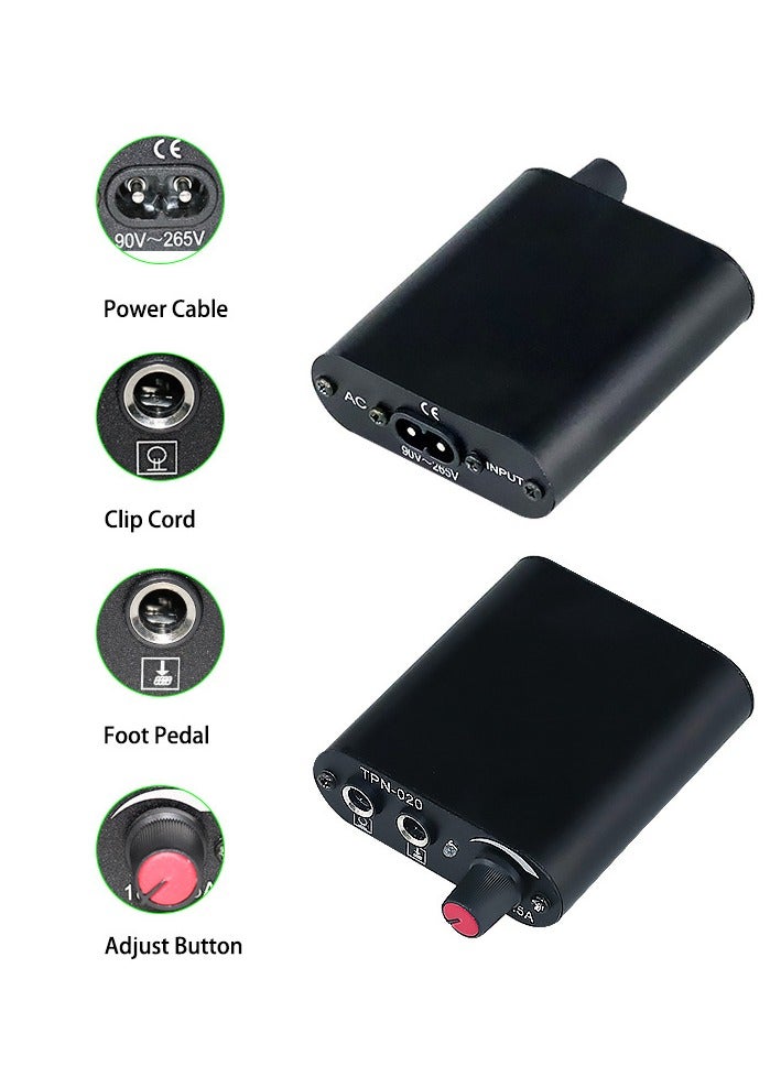 Tattoo Pen Kit, All In One Tattoo Machine Set, Durable Safe Tattoo Supplies Kit, Tattoo Pen, Tattoo Integrated Needles, Tattoo ment 10 Colors Set, Steel Pedal, Repair Cream, Bnadage, (Black Suit) - Image 4