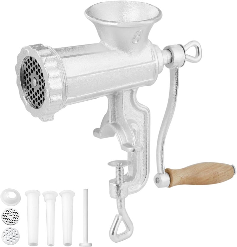 VEVOR Manual Meat Grinder, Heavy Duty Cast Iron Hand Meat Grinder with Steel Table Clamp, Meat Mincer Sausage Maker with 1 Cutting Blade, 2 Cutting Plates, 3 Sausage Tubes for Beef Pepper Mushroom - Image 1