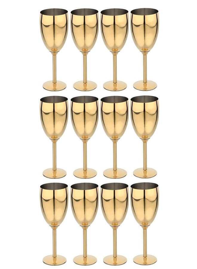 FINALITY Stainless Steel & Gold Coated Unbreakable Wine Glass Goblets, Best Gift for Men and Women, Party Supplies-350ml (Gold) (12)
