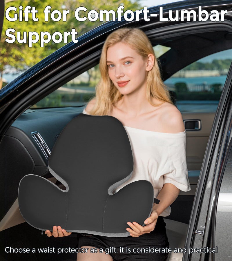 BEBAS Lumbar Support Pillow for Office Chair - Ergonomic Memory Foam Back Cushion for Lower Back Pain Relief - Washable & Breathable Cover - Fits Car Seats, Gaming Chairs & Wheelchairs - Black Gray - Image 5