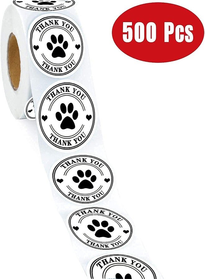 Besttile 500 Pet Black Footprints Thank You Labels per Roll,Puppy Paw Stickers for Cookie Bag,Gift Box - Image 3
