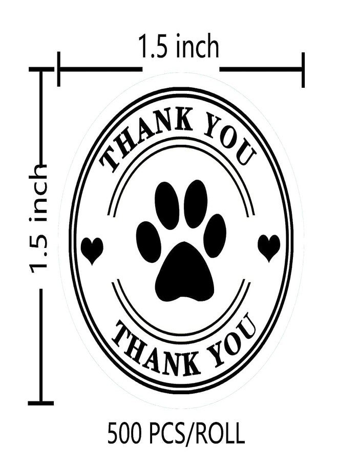 Besttile 500 Pet Black Footprints Thank You Labels per Roll,Puppy Paw Stickers for Cookie Bag,Gift Box - Image 2