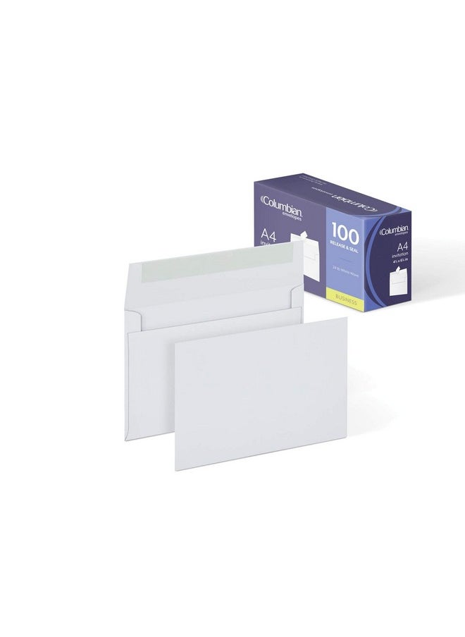 Columbian Invitation Self Seal Envelopes 100/Box 4 X 6 Inches For Photos & Cards Release & Seal Peel And Seal Strip Square Flap White (Colo228)  - Image 1