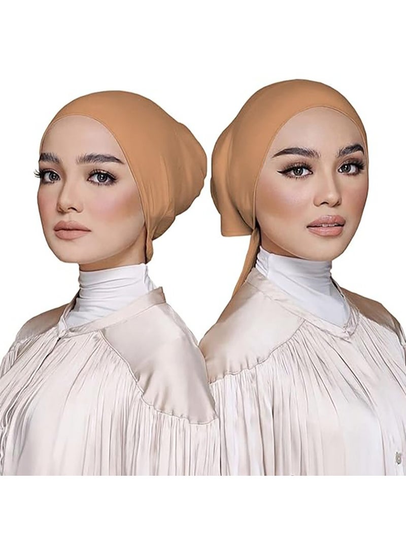 RATSAW Women Under Scarf 3PCS Chemo Headwear Hat Hijab Cap Islamic Under Scarf Hijab Cap with Tie Back Closure - Image 2