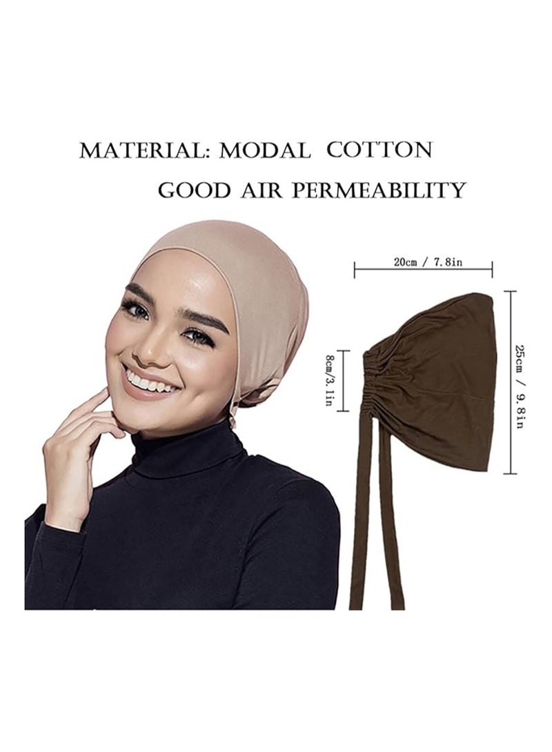 RATSAW Women Under Scarf 3PCS Chemo Headwear Hat Hijab Cap Islamic Under Scarf Hijab Cap with Tie Back Closure - Image 4