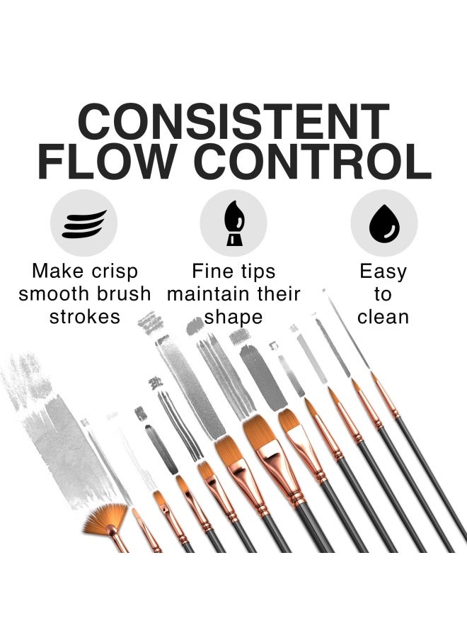 Benicci Professional Paint Brush Set Of 12 - Artist Paintbrush Kit For Canvas  Gouache  And Fabric - Art Set For Kids And Adults - Supplies For Water  Oil  And Acrylic Painting   For Professionals - Image 2