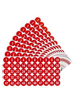 Up to date stickers, 10 sheets, with numbers from 1 to 50, A4 size, self-adhesive inside and out, red color from Up to Date Egypt 01222143813