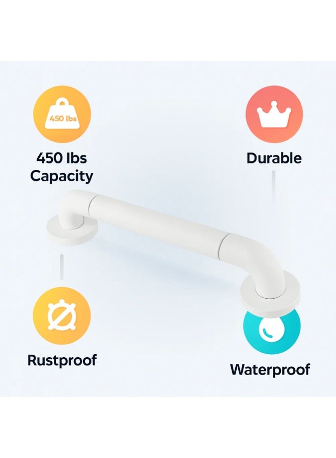 بريمانوفا مسكة أمان للحمام بطول ٤٦ سم من الستانلس ستيل / فولاذ مطلي – تثبيت بالبراغي تتحمل حتى ١٢٠ كيلوغرام للاستخدام في الحمام والدش والمرحاض (أبيض) - Image 4