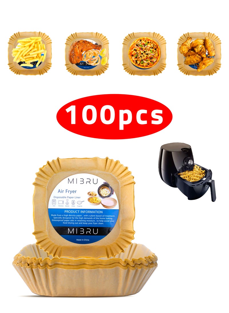 Air fryer paper food plate liner brown 20x20cm 100pcs - Image 1