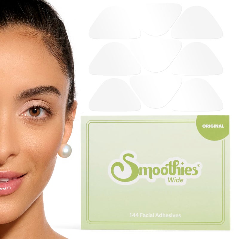 Smoothies Wide Wrinkle Patches for Face Overnight - Facial Patches for Elevens, Crows Feet and more, 144 Facial Adhesives per Box - Face Tape, Made in the USA - Image 1