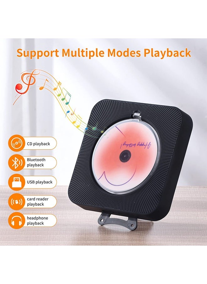 Generic - Cute Black CD Player with Bluetooth 5.0, Rechargeable Music Player for Home Decor, Portable Lovely Music Player, Remote Control - Image 1
