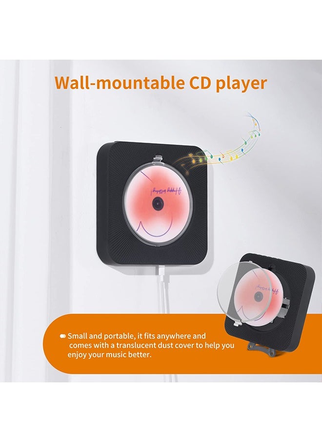 Generic - Cute Black CD Player with Bluetooth 5.0, Rechargeable Music Player for Home Decor, Portable Lovely Music Player, Remote Control - Image 1