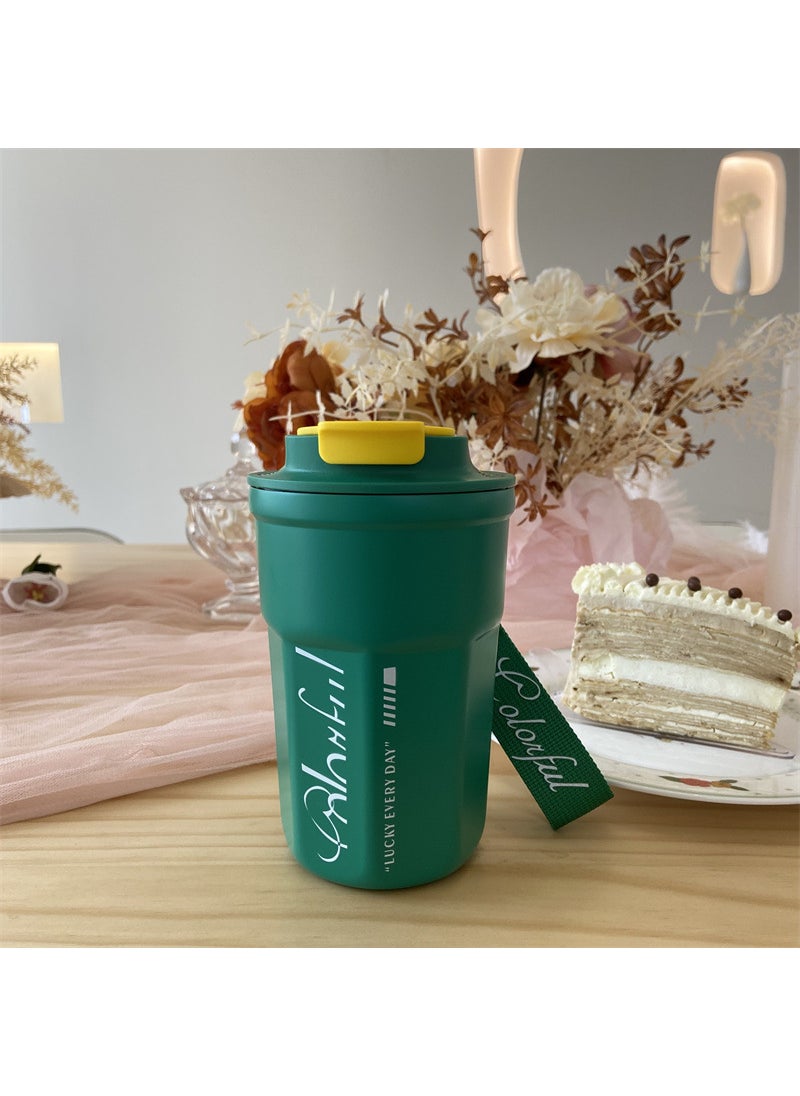 Generic - 316 coffee cup high-grade coke thermos cup wholesale student accompanying stainless steel water cup high color value Cup Net Red Green - Image 1