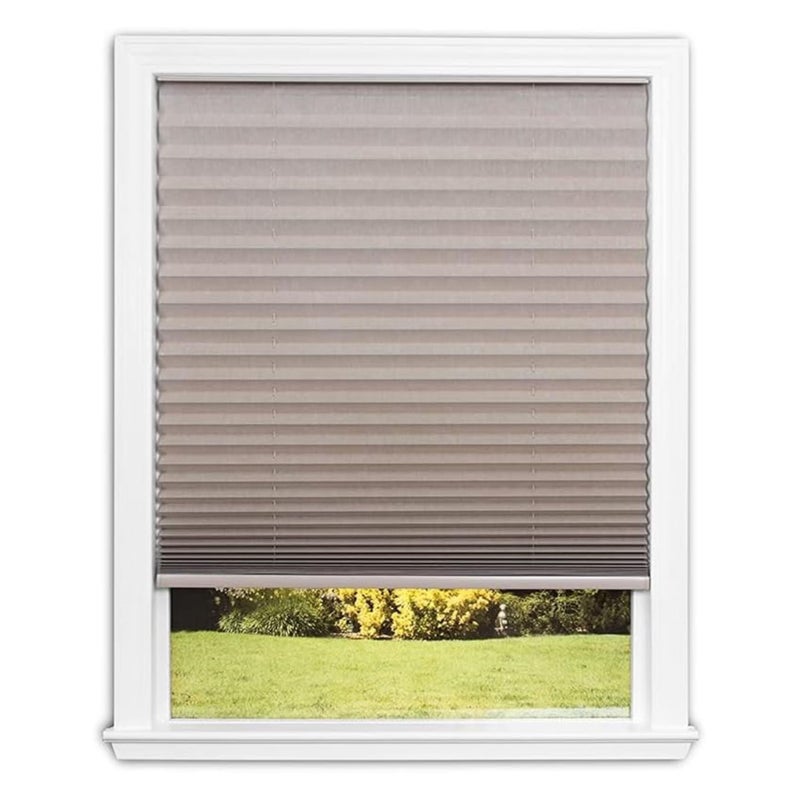 Redi Shade No Tools Easy Lift TrimatHome Cordless Pleated Light Blocking Fabric Shade Natural 36 W x 64 L Fits windows 19 in  36 in