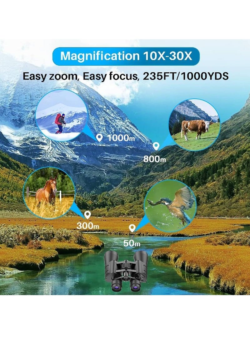 GENNEXT 10-30x50 High Performance Military Zoom Binoculars for Adults, Low Light Night Vision, Daily Waterproof, BAK7 Prisms/FMC Lens, Concerts (10-30x50, Zoom) Black  - Image 3