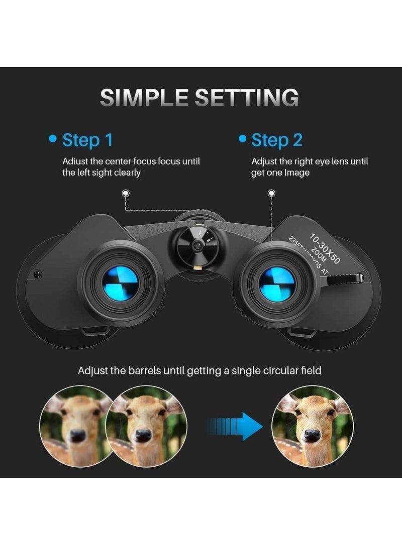 GENNEXT 10-30x50 High Performance Military Zoom Binoculars for Adults, Low Light Night Vision, Daily Waterproof, BAK7 Prisms/FMC Lens, Concerts (10-30x50, Zoom) Black  - Image 5