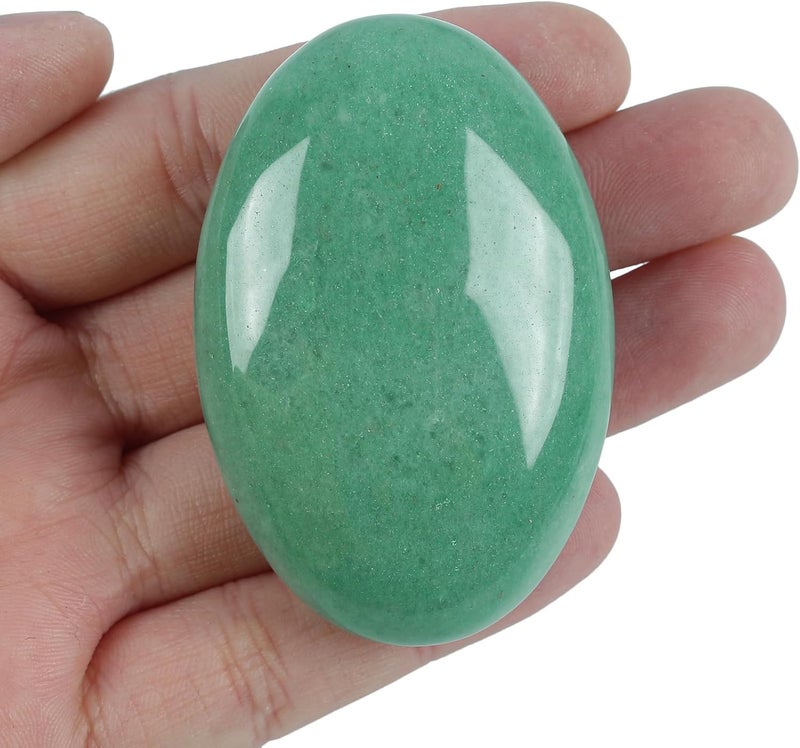 Loveliome Natural Green Aventurine Oval Polished Worry Stones Healing Crystal Indoor Fountain Stones Massage Energy Anxiety Relief Items - Image 2
