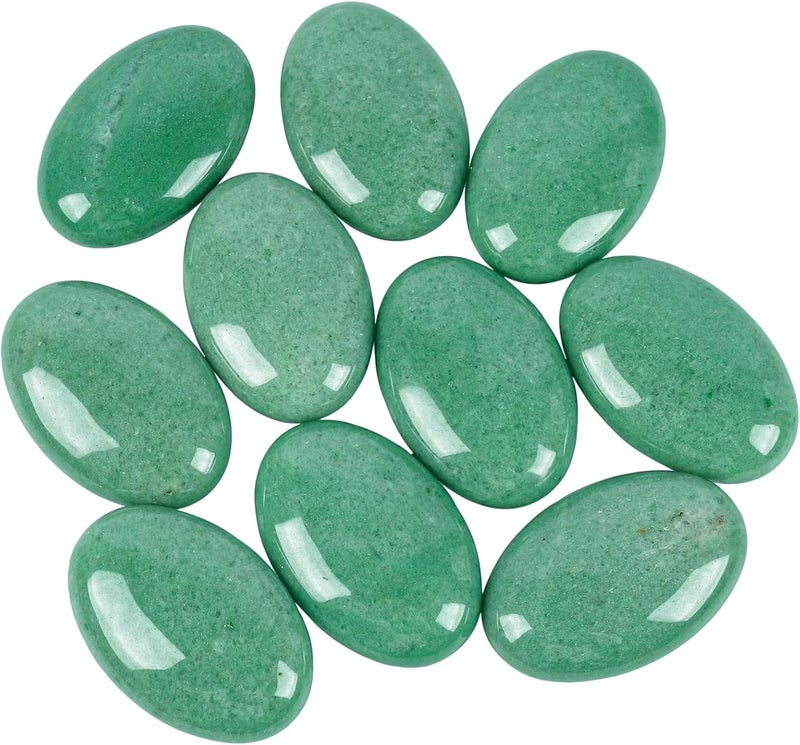 Loveliome Natural Green Aventurine Oval Polished Worry Stones Healing Crystal Indoor Fountain Stones Massage Energy Anxiety Relief Items - Image 4
