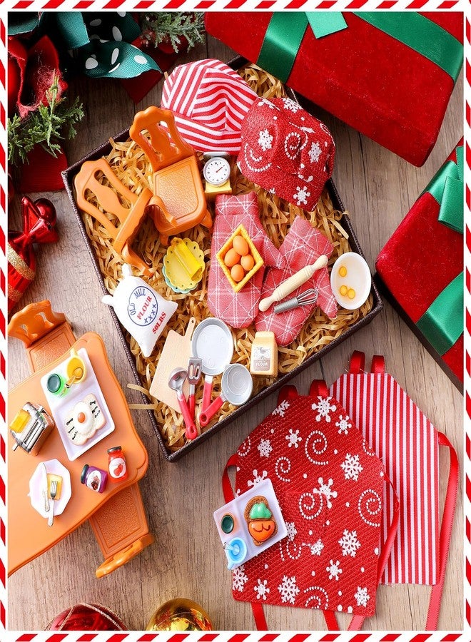 Leitee 47 Pcs Christmas Doll Accessories Mini Props Baker Outfit Set Doll Cooking Sets for Dollhouse Xmas Clothes and Accessories Gift - Image 5