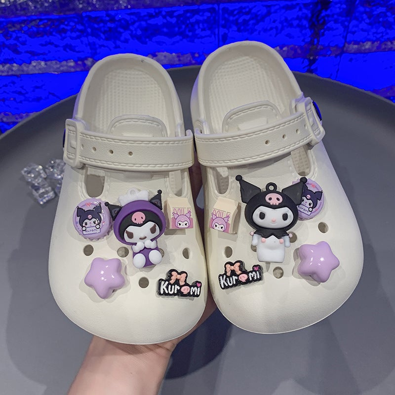 Children'S Slippers Female Summer Students New Flat Bottom Cartoon Cute Baby Children'S Kuromi Hole Shoes - Image 2