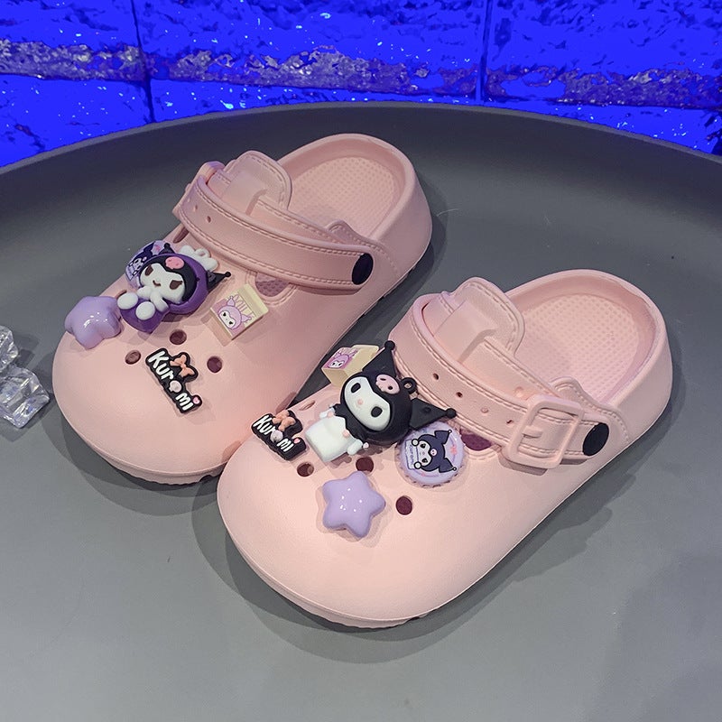 Children'S Slippers Female Summer Students New Flat Bottom Cartoon Cute Baby Children'S Kuromi Hole Shoes - Image 1