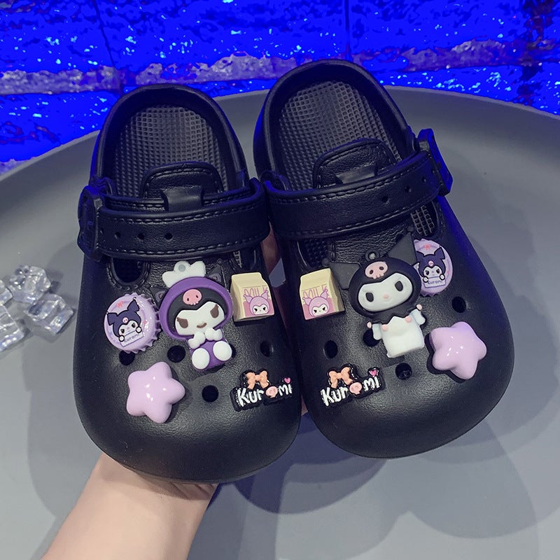 Children'S Slippers Female Summer Students New Flat Bottom Cartoon Cute Baby Children'S Kuromi Hole Shoes - Image 3