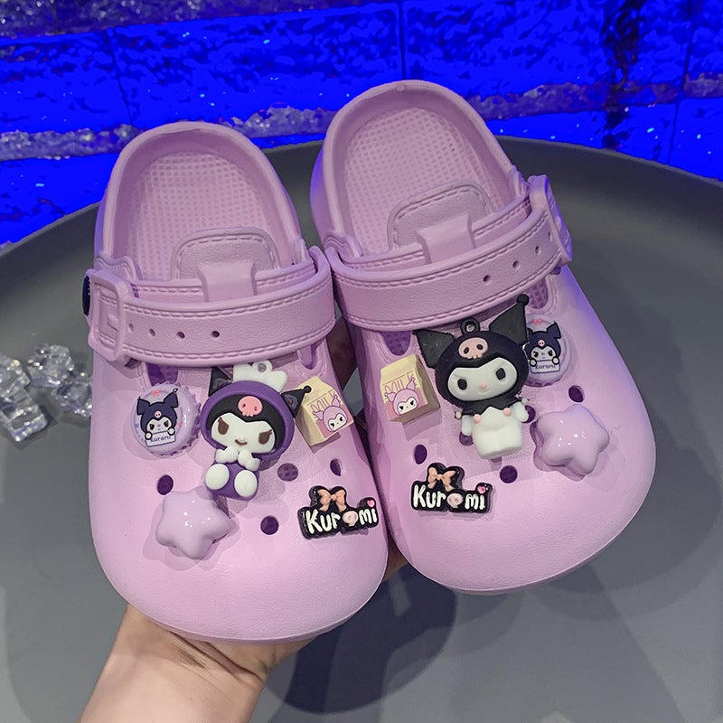Children'S Slippers Female Summer Students New Flat Bottom Cartoon Cute Baby Children'S Kuromi Hole Shoes - Image 4