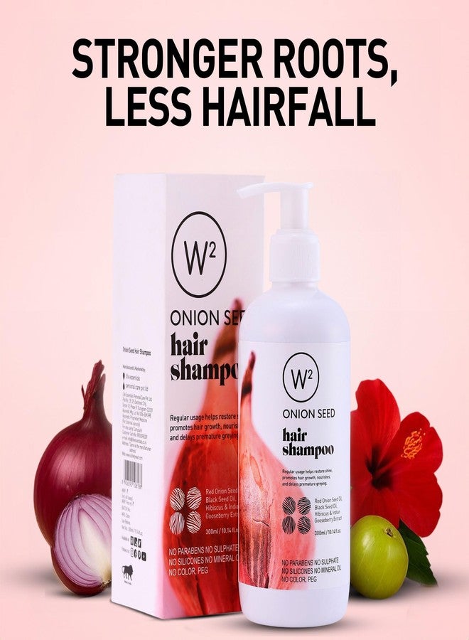 W2 W² Onion Seed Hair Shampoo with Amla, Hibiscus & Aloe Vera | Dehydrated Hair| Reduces Hairfall, Strengthens Roots, Adds Shine & bounce | Helps Remove Flakes, Itching & Irritation| Ayurvedic Blend |For Men & Women |No Sulphates, No Parabens, No Silicones, 300ml - Image 2