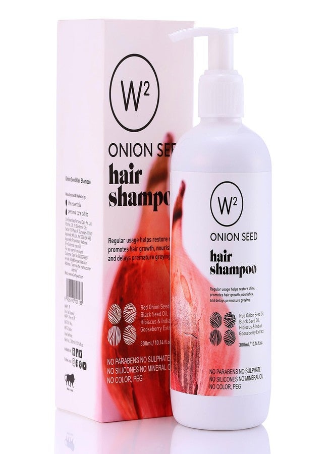 W2 W² Onion Seed Hair Shampoo with Amla, Hibiscus & Aloe Vera | Dehydrated Hair| Reduces Hairfall, Strengthens Roots, Adds Shine & bounce | Helps Remove Flakes, Itching & Irritation| Ayurvedic Blend |For Men & Women |No Sulphates, No Parabens, No Silicones, 300ml - Image 1