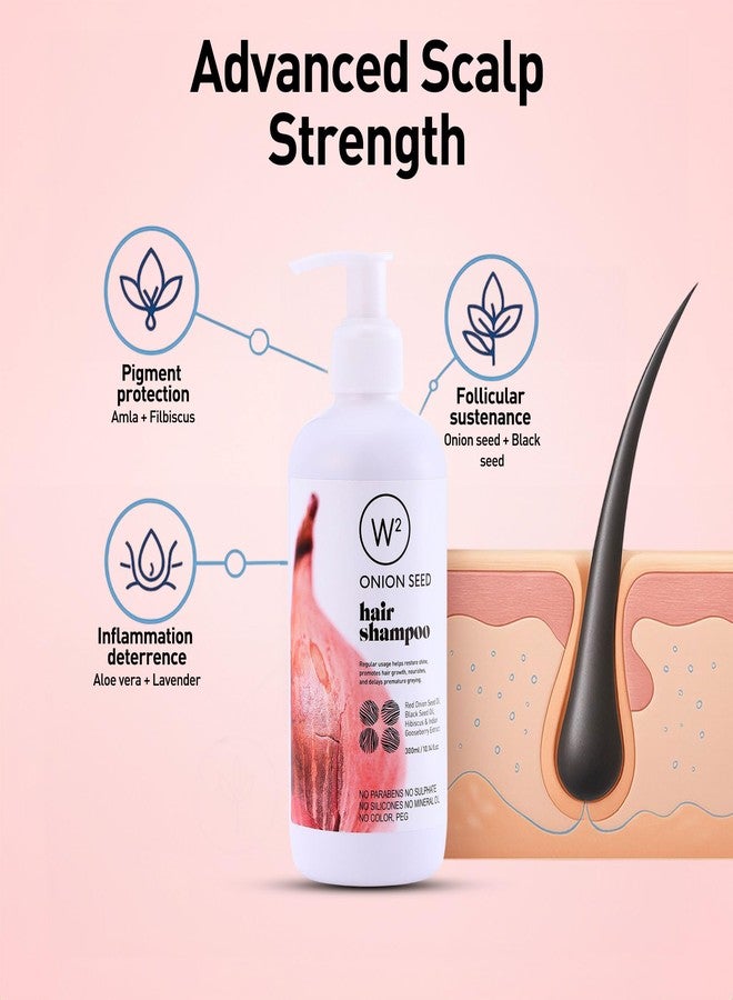 W2 W² Onion Seed Hair Shampoo with Amla, Hibiscus & Aloe Vera | Dehydrated Hair| Reduces Hairfall, Strengthens Roots, Adds Shine & bounce | Helps Remove Flakes, Itching & Irritation| Ayurvedic Blend |For Men & Women |No Sulphates, No Parabens, No Silicones, 300ml - Image 5