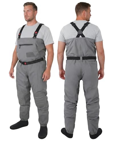 DikaSun Breathable Waders for Men Women Stocking Foot Waterproof Chest Waders Lightweight Waders for Fly Fishing - Image 1
