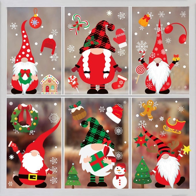 Christmas Window Decals 316PCS Set 8 Sheets Stickers Clings for Glass Windows