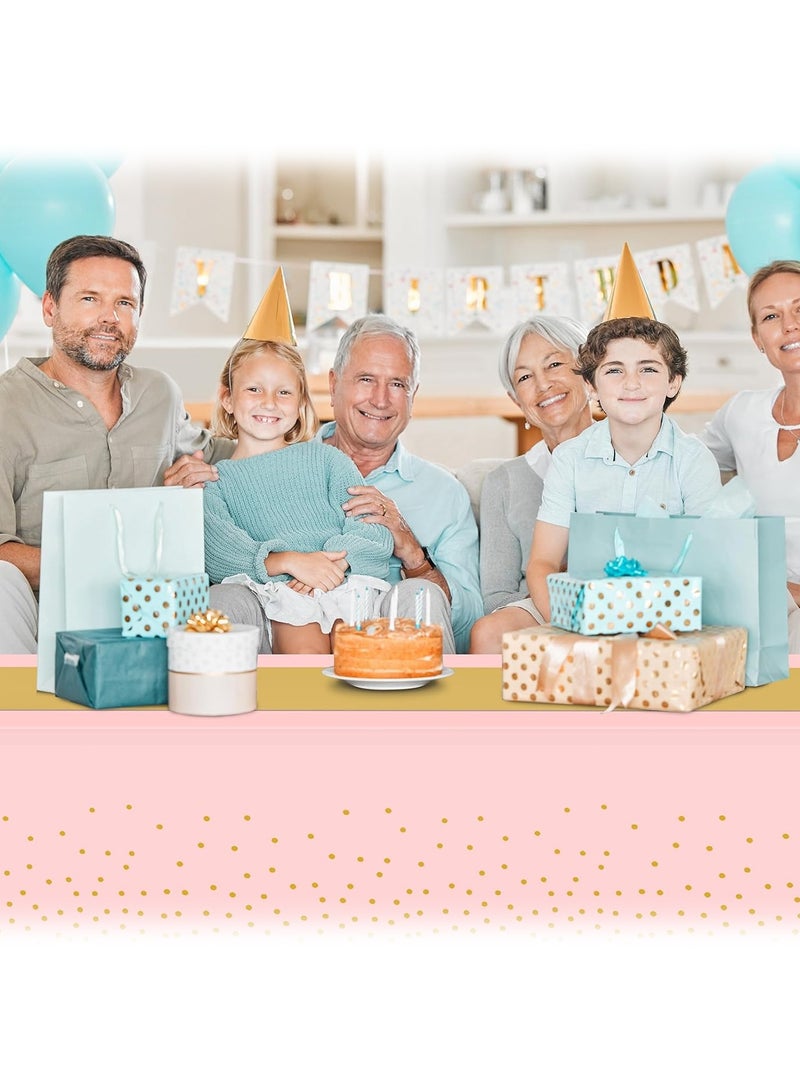 Tablecloth,Pink and Gold Tablecloths Set with Satin Runner – 54 x 108 Inch Durable Washable Polyester Tablecloth, Elegant Pink Gold Table Cover for Round & Rectangular Tables, Wedding Table Linen, Baby Shower, Graduation, Birthday, Party Decorations - Image 5