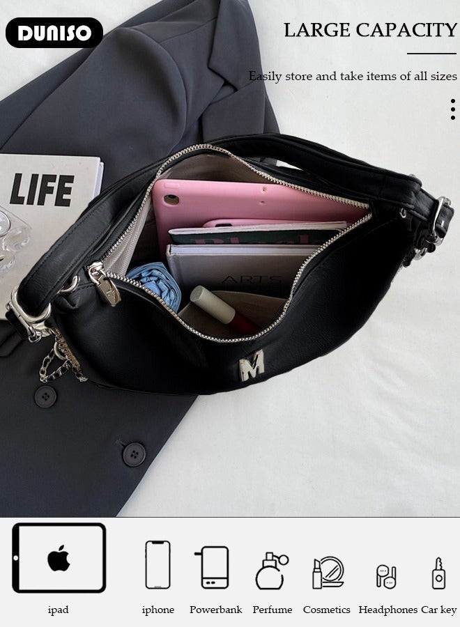 DUNISO Women's Shoulder Tote Bag, Large Capacity Convertible Backbag, Faux Leather Handbag For Women, Fashionable Travel Messenger Bag, Bucket Crossbody Bag with Adjustable Strap for Ladies Girls College Students - Image 5