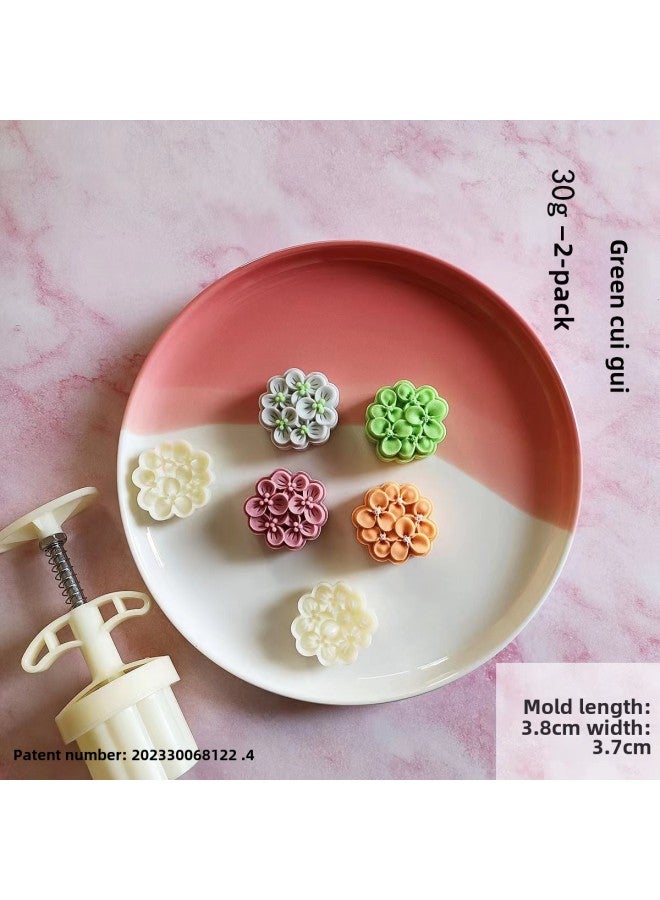 Hand-pressed Mooncake Mold Household Mung Bean Cake Model Printing Set Ice Skin Flow Heart Guofeng Mooncake Mold-Color:❣30g Osmanthus [2 Pieces Per Mold]  - Image 1