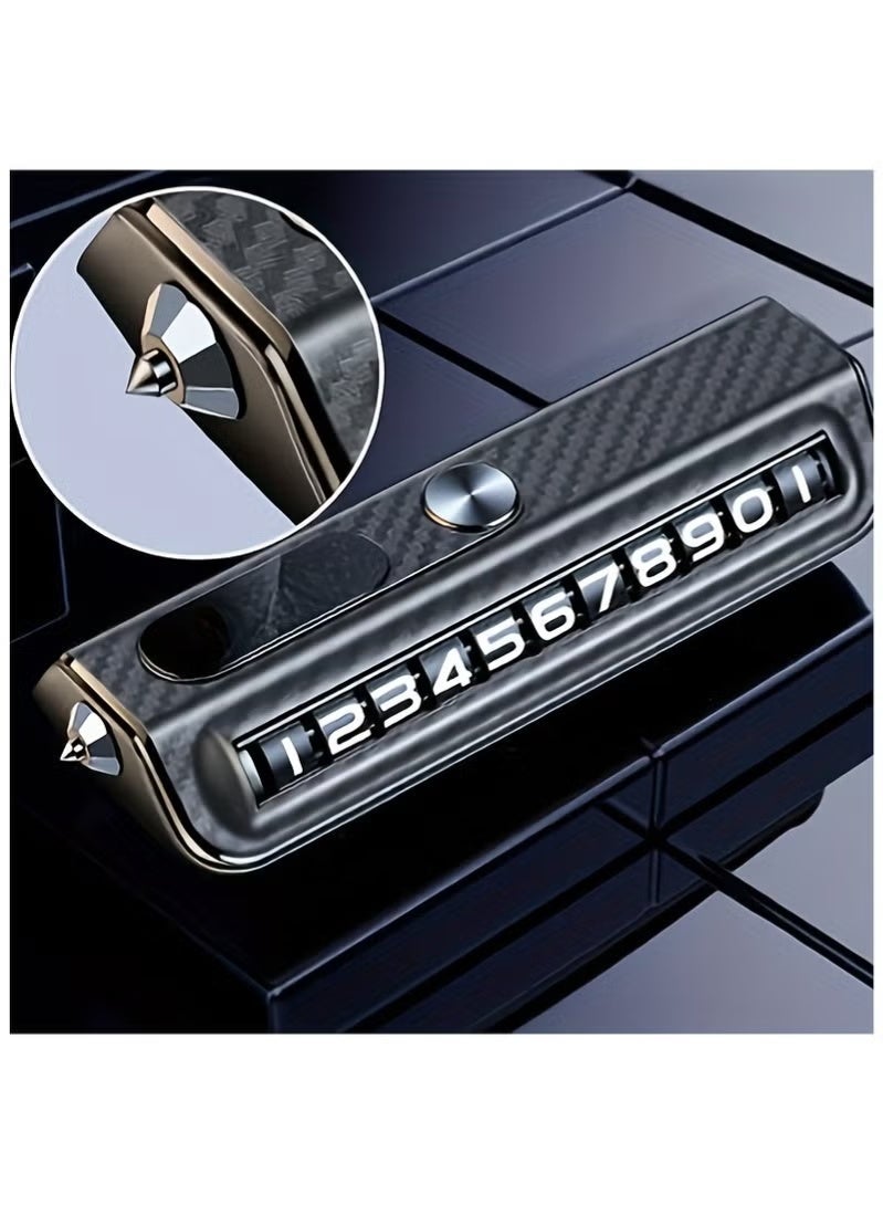Car Temporary Parking Mobile Phone License Plate Holder, Car Ornament Vehicle Moving Number Plate, 2 in 1 Car Parking Phone Number Plate & Safety Hammer,Creative Easy-to-Move Interior Accessory, Privacy Protection, UV Resistant, for Car Interior Decor - Image 1
