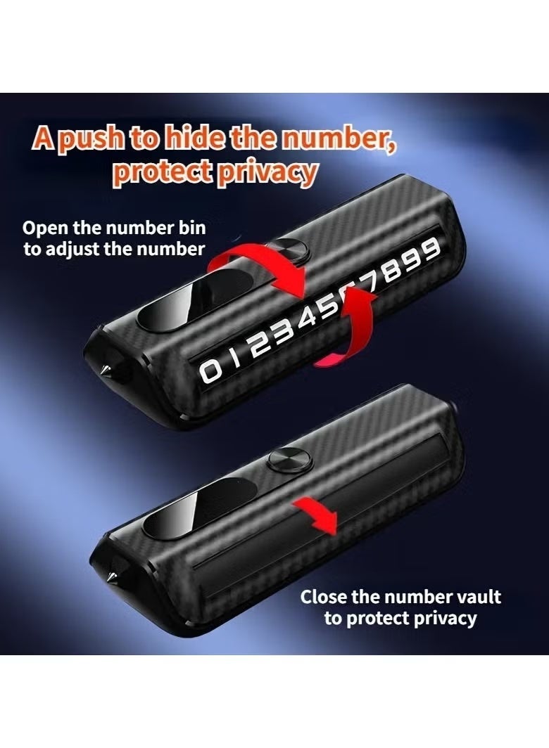 Car Temporary Parking Mobile Phone License Plate Holder, Car Ornament Vehicle Moving Number Plate, 2 in 1 Car Parking Phone Number Plate & Safety Hammer,Creative Easy-to-Move Interior Accessory, Privacy Protection, UV Resistant, for Car Interior Decor - Image 2