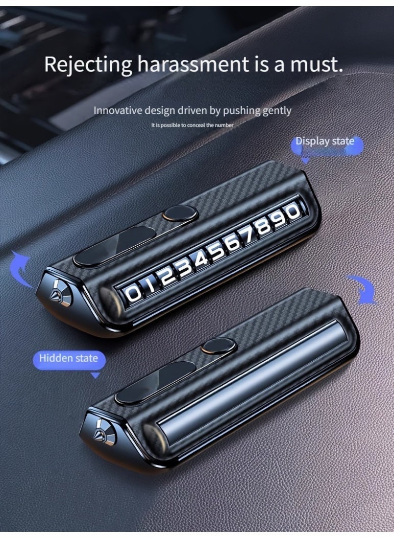 Car Temporary Parking Mobile Phone License Plate Holder, Car Ornament Vehicle Moving Number Plate, 2 in 1 Car Parking Phone Number Plate & Safety Hammer,Creative Easy-to-Move Interior Accessory, Privacy Protection, UV Resistant, for Car Interior Decor - Image 5
