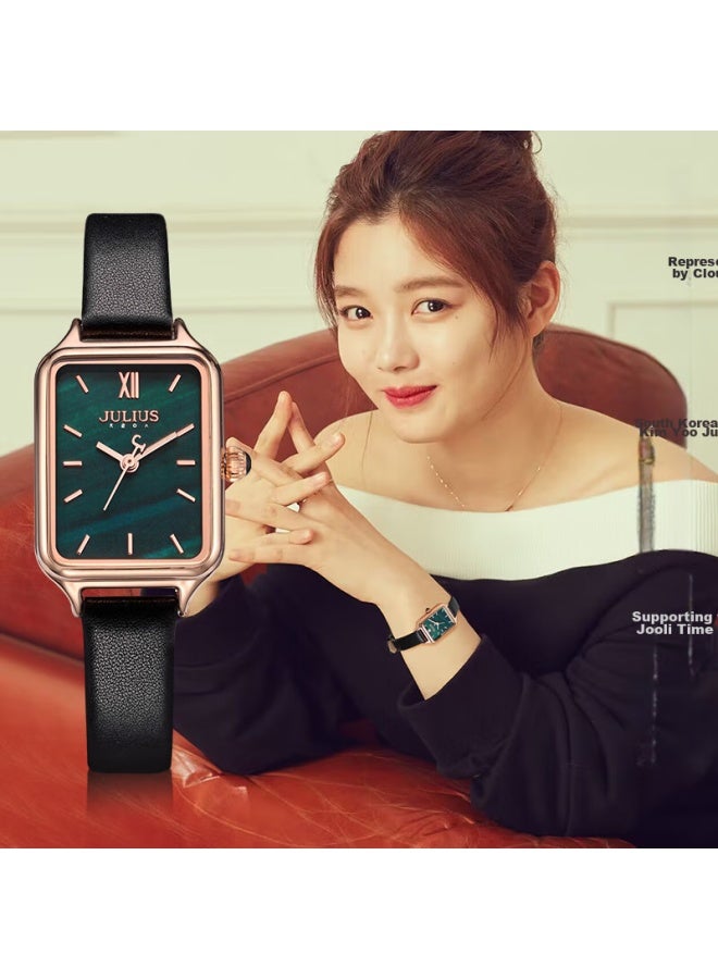 Julius Women's Watch, Gift For Women's Day, Vintage Simple Elegant Fashionable Small Green Watch For Wives And Female Students - Image 2