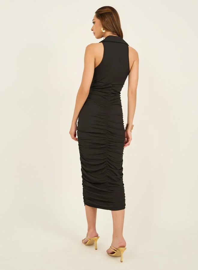 Styli Ruched Sleeveless Dress