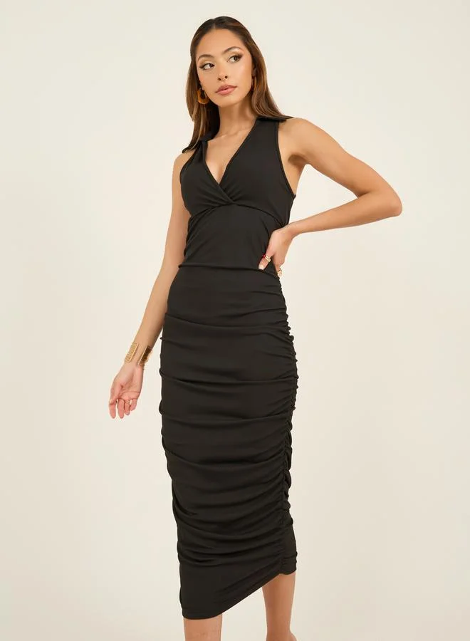 Styli Ruched Sleeveless Dress