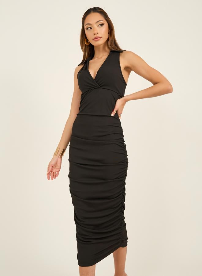 Styli Ruched Sleeveless Dress - Image 4