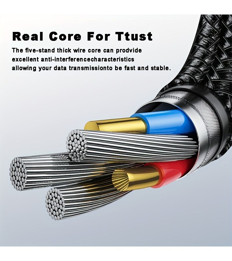 120W Multifunctional 200cm 6.5ft Dual Type C Cable Nylon Braided Charging And Data Transfer For Smartphones Tablets And Laptops - Image 4