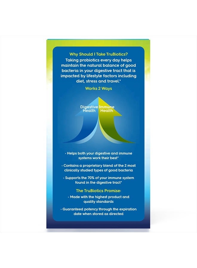 TruBiotics Probiotics for Digestive & Immune Health, Supports Regularity & Helps Relieve Abdominal Discomfort, Gas & Bloating, 2 Clinically Studied Probiotic Strains, Plus Prebiotics, 60 Capsules - Image 5