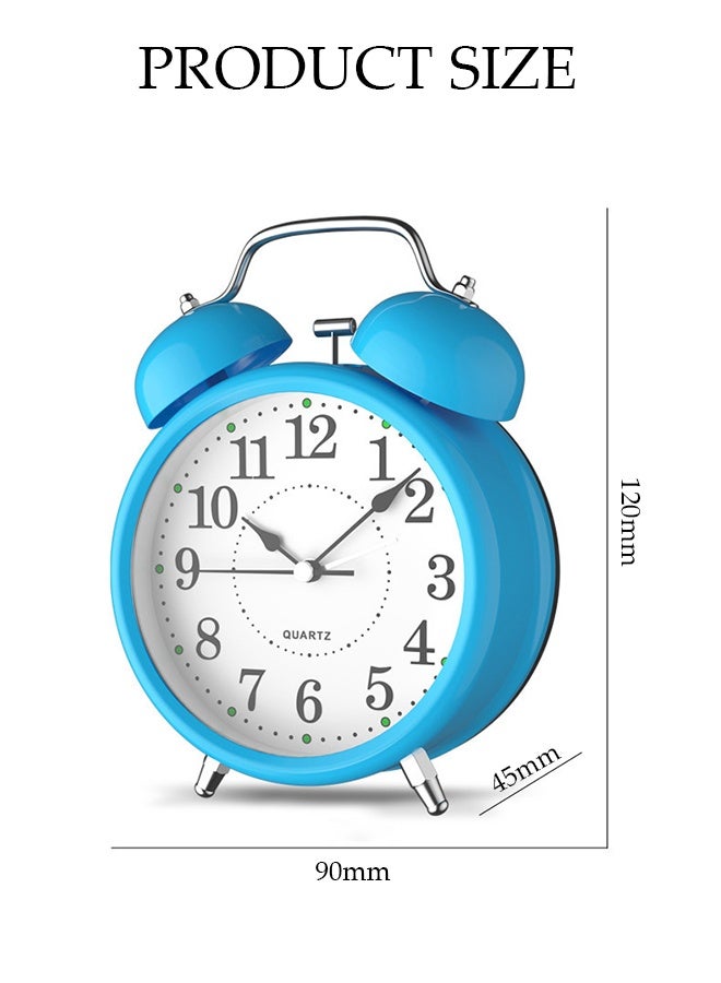 DUNISO Twin Bell Loud Alarm Clock，Silent Non-Ticking Retro Quartz Alarm Clock with Backlight，Quartz Analog Alarm Clock，Suitable for Bedroom, Home or Office - Image 2