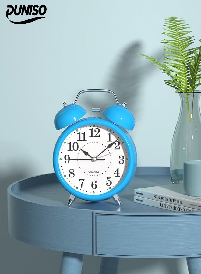 DUNISO Twin Bell Loud Alarm Clock，Silent Non-Ticking Retro Quartz Alarm Clock with Backlight，Quartz Analog Alarm Clock，Suitable for Bedroom, Home or Office - Image 1