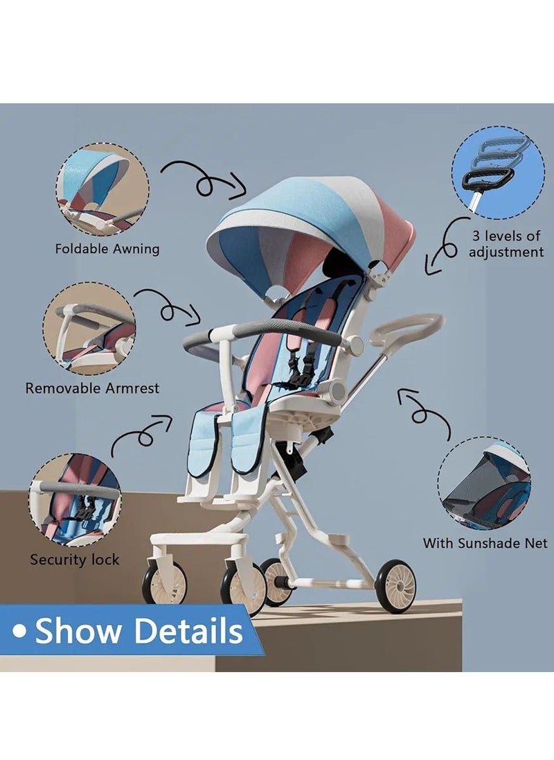 Generic Lightweight Stroller, Convenience Stroller with 360 Degree Rotational Seat, Baby Toddler Stroller for Travel, Multi Position Recline, Ultra Compact Fold & Airplane Ready Travel Stroller  - Image 3