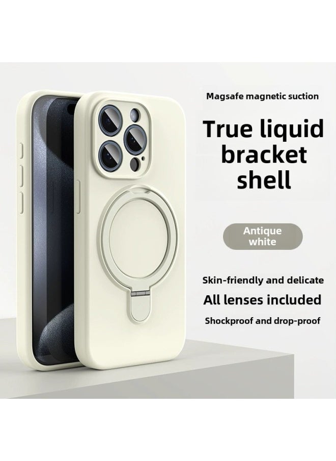 Generic - Apple 16 Mobile Phone Case Magsafe Bracket Magnetic 15promax Liquid Silicone IPhone14 Protective Cover Soft-Color:Charcoal Gray Black Bracket Model With Packaging-Applicable Models:iPhone12 - Image 1