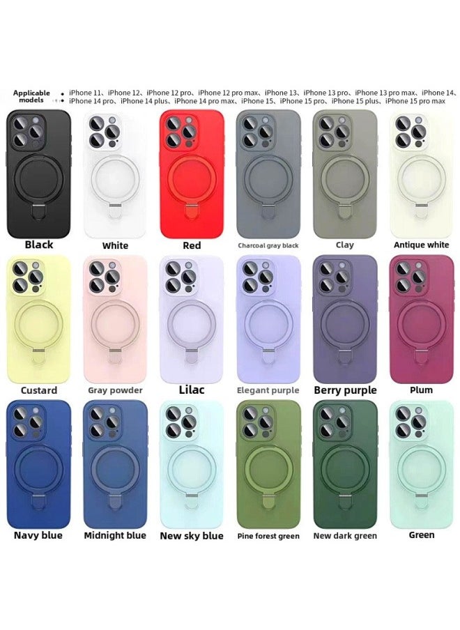 Generic - Apple 16 Mobile Phone Case Magsafe Bracket Magnetic 15promax Liquid Silicone IPhone14 Protective Cover Soft-Color:Charcoal Gray Black Bracket Model With Packaging-Applicable Models:iPhone12 - Image 1
